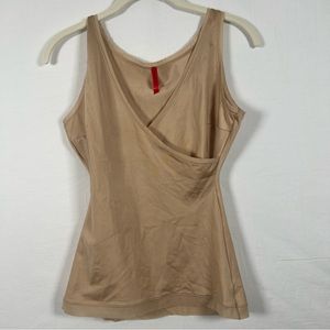 SPANX- Womens Beige Tan Crossover V-neck Tank Top Size M Shapewear Camisole